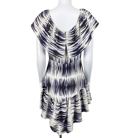 Milly Asymmetrical Ruffle Dress Striped Tye Dye 100% Silk size 6 - Picture 5 of 7